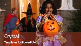  Presentation with halloween animated - Amazing presentation theme having fall festival - girl in costume at halloween backdrop and a  colored foreground