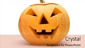  Presentation with fall festival - Presentation theme consisting of fall festival - halloween scary pumpkin face isolated background and a gold colored foreground