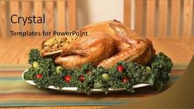  Presentation with turkey - Presentation theme enhanced with fall festival - turkey on table background and a  colored foreground