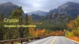  Presentation with fall lake - Presentation design having fall-foliage-along-scenic-bear background and a tawny brown colored foreground