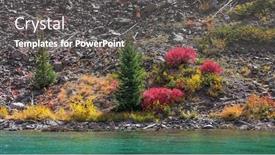  Presentation with fall lake - Colorful PPT layouts enhanced with fall-foliage-near-maroon-lake backdrop and a gray colored foreground