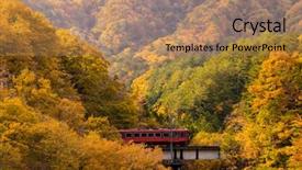  Presentation with commuter - Slide deck consisting of fall foliage with red train background and a coral colored foreground