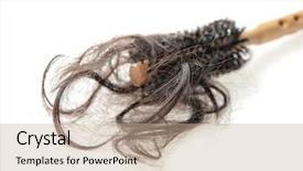  Presentation with hair brush - PPT theme consisting of fall ill - hairloss problem brush with lost background and a coral colored foreground
