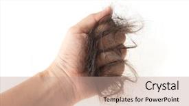  Presentation with lost - Amazing presentation having fall ill - human hand with lost hair backdrop and a coral colored foreground