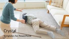  Presentation with illness - Amazing PPT theme having fall ill - senior man suffering from illness backdrop and a mint green colored foreground