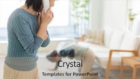  Presentation with illness - Beautiful slide deck featuring fall ill - senior man suffering from illness backdrop and a coral colored foreground