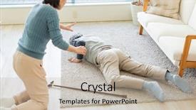  Presentation with illness - Slides consisting of fall ill - senior man suffering from illness background and a mint green colored foreground