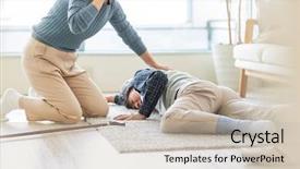  Presentation with illness - Presentation featuring fall ill - senior man suffering from illness background and a soft green colored foreground