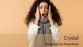  Presentation with winter - Slide deck featuring fall ill - shocked young woman wearing winter background and a coral colored foreground