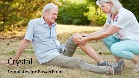  Presentation with first aid - Presentation enhanced with fall ill - woman practice first aid background and a coral colored foreground