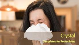  Presentation with feeling useless - Presentation design enhanced with fall ill - young woman having flu feeling background and a tawny brown colored foreground