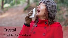  Presentation with allergies - Audience pleasing PPT theme consisting of fall ill - young woman suffering backdrop and a red colored foreground