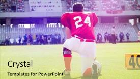  Presentation with american football - PPT theme consisting of fall knees - american football player on its background and a  colored foreground