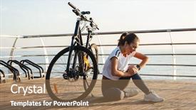 Presentation with knee pain - Amazing PPT layouts having fall knees - beautiful young fitness girl outdoors backdrop and a coral colored foreground