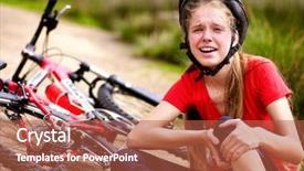  Presentation with cycling - Presentation theme featuring fall knees - bikes cycling girl wearing helmet background and a  colored foreground