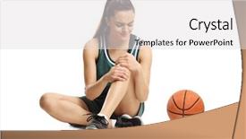  Presentation with basketball female - Beautiful PPT layouts featuring fall knees - young female basketball player sitting backdrop and a light gray colored foreground