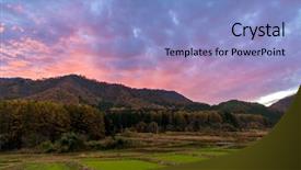  Presentation with fukushima nuclear accident - Presentation design featuring fall night skies - beautiful sunset at ouchijuku fukushima background and a light blue colored foreground