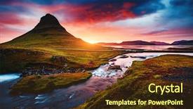  Presentation with fall morning - PPT theme consisting of fall night skies - fantastic evening with kirkjufell volcano background and a tawny brown colored foreground