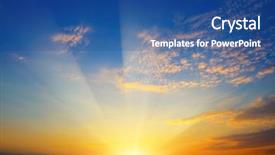  Presentation with sky sun - PPT theme having fall night skies - scenic sunset with sun rays background and a ocean colored foreground