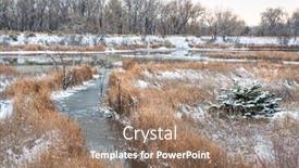  Presentation with winter river - Slides consisting of fall-or-winter-scenery background and a coral colored foreground