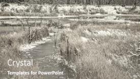  Presentation with winter river - Audience pleasing presentation consisting of fall-or-winter-scenery backdrop and a gray colored foreground