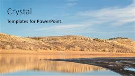  Presentation with fall lake - Audience pleasing presentation consisting of fall-or-winter-scenery backdrop and a light blue colored foreground