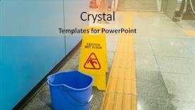  Presentation with caution - PPT layouts featuring fall prevention - caution wet floor sign background and a lemonade colored foreground