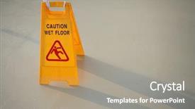  Presentation with caution - Presentation theme enhanced with fall prevention - close up shot background and a mint green colored foreground