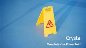  Presentation with caution - Presentation theme with fall prevention - close up shot background and a teal colored foreground