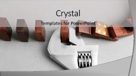  Presentation with home wrench screwdriver - Theme having fall prevention - dominoes and wrench on grey background and a light gray colored foreground