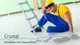  Presentation with fall prevention - Audience pleasing PPT theme consisting of fall prevention - injured worker at the work backdrop and a  colored foreground