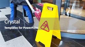  Presentation with fall prevention - Slides enhanced with fall prevention - sign showing warning of caution background and a ocean colored foreground