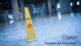  Presentation with fall prevention - Amazing presentation having fall prevention - slippery sign on floor backdrop and a light blue colored foreground