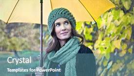  Presentation with fall prevention - Colorful slide set enhanced with fall prevention - woman with yellow umbrella smiling backdrop and a teal colored foreground