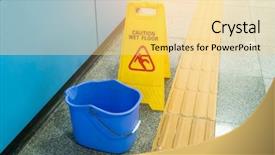  Presentation with blue yellow - Amazing slide deck having fall prevention - yellow caution wet floor sign backdrop and a blonde colored foreground