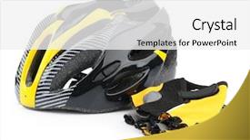  Presentation with bicycle - Cool new PPT layouts with fall protection - bicycle helmet and gloves backdrop and a white colored foreground