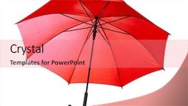  Presentation with umbrella protection - Colorful PPT theme enhanced with fall protection - stylish red umbrella on white backdrop and a coral colored foreground