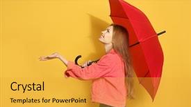  Presentation with fall protection - Audience pleasing slides consisting of fall protection - young woman with red umbrella backdrop and a gold colored foreground