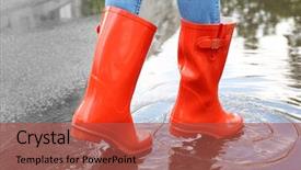  Presentation with fall protection - Amazing PPT layouts having fall protection safety - woman in red rubber boots backdrop and a red colored foreground