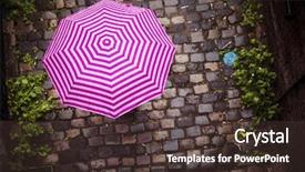  Presentation with under umbrella - Cool new PPT theme with fall rain - unrecognizable female under umbrella walking backdrop and a tawny brown colored foreground