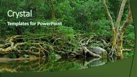  Presentation with water turbine energy - Beautiful theme featuring fall rain - water in forest backdrop and a tawny brown colored foreground