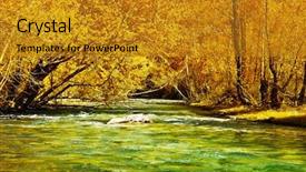  Presentation with river forest - Beautiful slides featuring fall scene - beautiful autumn forest and river backdrop and a  colored foreground