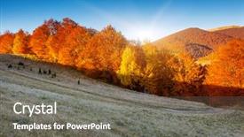  Presentation with forest morning - PPT theme with fall scene - majestic morning mountain landscape background and a  colored foreground