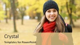  Presentation with autumn - Colorful PPT layouts enhanced with fall season - young attractive girl in autumn backdrop and a blonde colored foreground