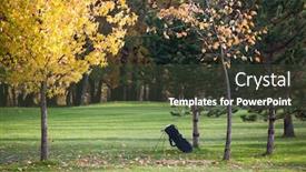  Presentation with fall season - PPT theme having fall season on a golf course background and a tawny brown colored foreground