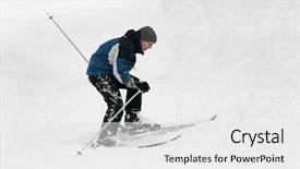 Presentation with snow - Audience pleasing PPT theme consisting of fall slide - beginner skier struggling backdrop and a  colored foreground