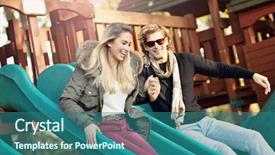  Presentation with software engineering picture - Slide set with fall slide - picture showing joyful couple having background and a ocean colored foreground