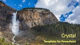  Presentation with fall mountains - Slides having fall takakkaw formed by thawing of glacier daly autumn day in yoho national park in the rocky mountains of canada background and a tawny brown colored foreground