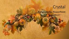  Presentation with maple - Cool new presentation design with fall themed maple pumpkin wreath backdrop and a gold colored foreground