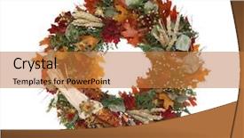  Presentation with christian thanksgiving 16:9 - Presentation theme enhanced with fall themes - colorful autumn themed thanksgiving wreath background and a gold colored foreground